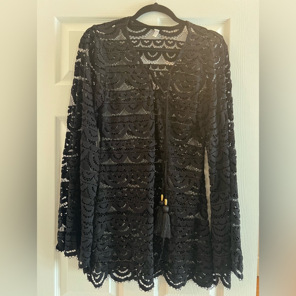 PilyQ coverup, black, long sleeve